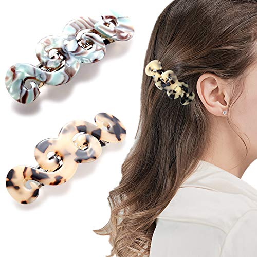 Pasadores para el pelo de acetato de celulosa con espiral francesa, tamaño mediano, automático, para mujer, paquete de 2
