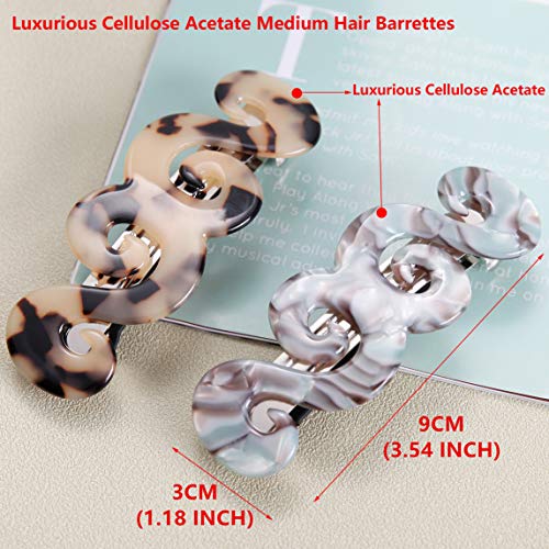 Pasadores para el pelo de acetato de celulosa con espiral francesa, tamaño mediano, automático, para mujer, paquete de 2