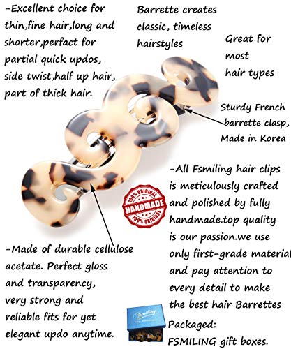 Pasadores para el pelo de acetato de celulosa con espiral francesa, tamaño mediano, automático, para mujer, paquete de 2