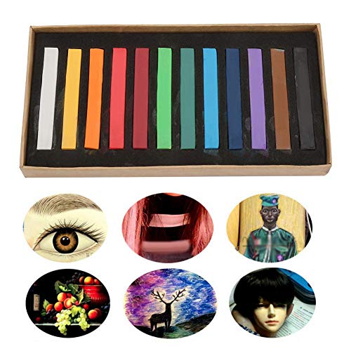 Pastel suave, Tiza pastel con exquisito set de embalaje cuadrado Perfecto para pinturas coloridas y expresivas principiantes, Profesionales y Artistas(12 piezas)