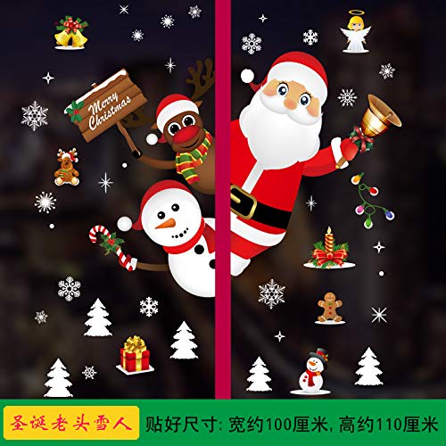 Pegatinas De Pared Para Navidad Diseño De La Escena Tienda Tienda Etiqueta En La Puerta De Vidrio, D: Muñeco De Nieve De Navidad Viejo, Oversize