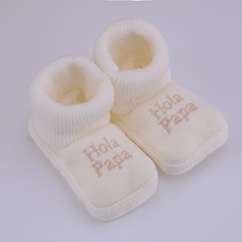PEKITAS Pack 2 Pares Bebe Niña Patucos Zapatos Con Letras Bordadas 80% Acrílico 20% Algodón 0 a 3 Meses Fabricado En Portugal
