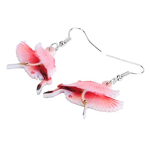 Pendientes De Clip Aros  Pendientes De Espátula De Acrílico Rojo Volador Imprimir Pájaro Animal Cuelga Joyería De Gota