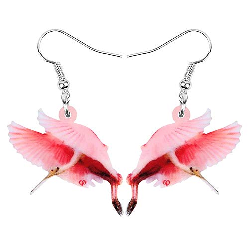 Pendientes De Clip Aros  Pendientes De Espátula De Acrílico Rojo Volador Imprimir Pájaro Animal Cuelga Joyería De Gota