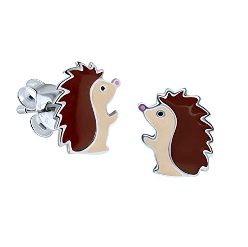 Pendientes de plata de ley, diseño de erizo