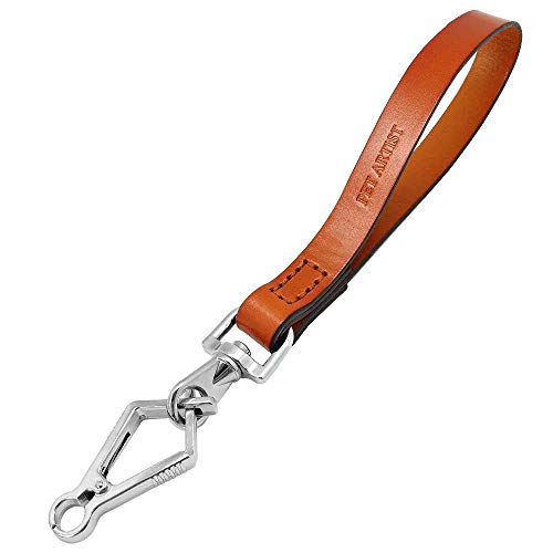 PET ARTIST No Pull Correas para perros cortas Correa para mascotas para perros medianos grandes, Marrón Correa para perros de cuero suave Tráfico de cables 2.0 cm x 35 cm