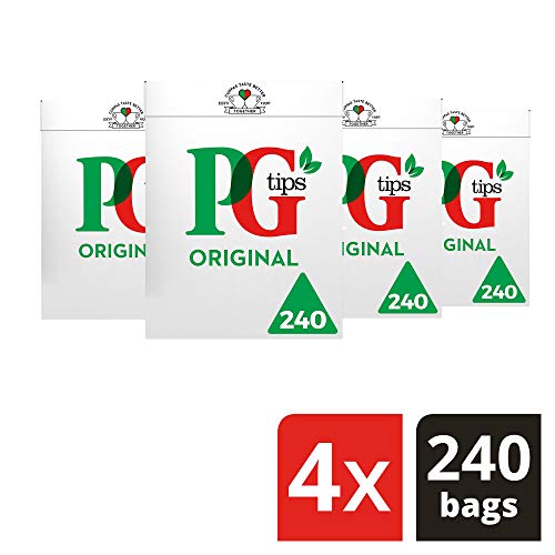 PG Tips Original Té, Pack de 4 x 240 bolsas , forma de pirámide