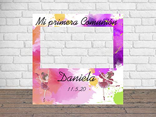 Photocall Mi Primera Comunión Bailarinas 100 x100 cm | Regalos para Bautizos | Photocall Económico y Original | Ideas para Regalos | Regalos Personalizados de Comunión