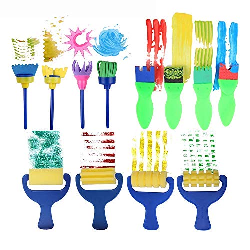 pintura de dedos para niños,Incluye cepillo de esponja, cepillo de flores, juego de cepillos, delantal impermeable de manga larga y 26 letras
