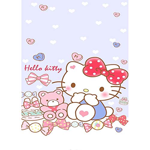 Pintura en 5D, pintura de diamante, cuadro de diamantes de imitación, cuadro de cristales, kit de bordado, manualidades, costura 40 x 30 cm (Hello Kitty)
