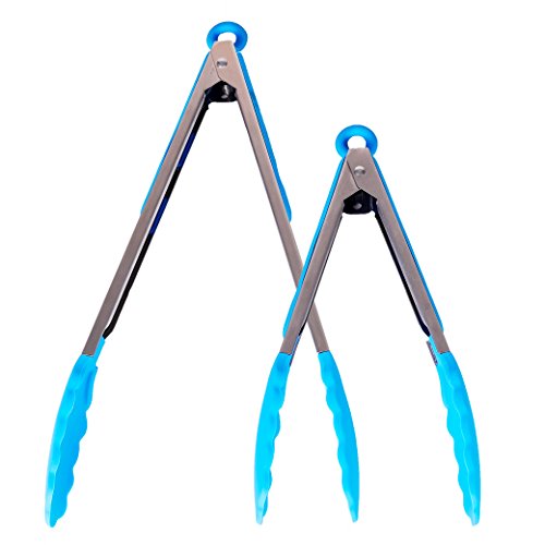 Pinzas Cocina,Pinzas Barbacoa Resistente al Calor Pinzas de Cocina Antideslizante Pinzas de Cocina para Cocinar Servir Barbacoa Buffet Ensalada Hielo Horno 2PCS (32CM + 27CM)