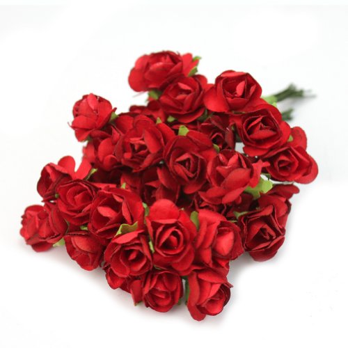 Pinzhi 144 x Rosas Papeles Flores Rosas Artificial Decoración para Boda Hogar (Rojo)