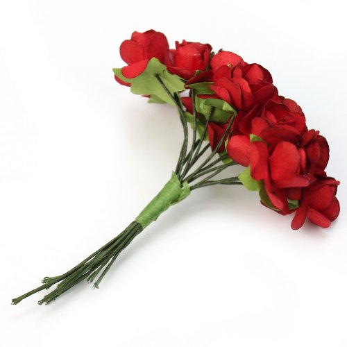 Pinzhi 144 x Rosas Papeles Flores Rosas Artificial Decoración para Boda Hogar (Rojo)