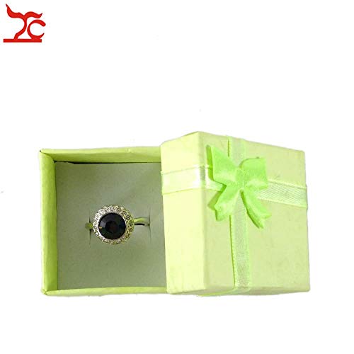 Piore 12Pcs Fashion Paper Ribbon Jewelry Storage Vitrinas Cube Jewelry Ring Pendientes Cajas de Regalo Cutely Small Gift Box, Black 4X4CM