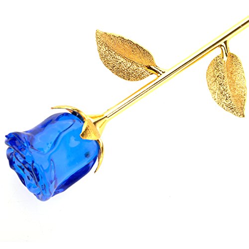 PIXNOR pipa de cristal rosa flores para San Valentín cumpleaños madre día aniversario regalo azul Talla L