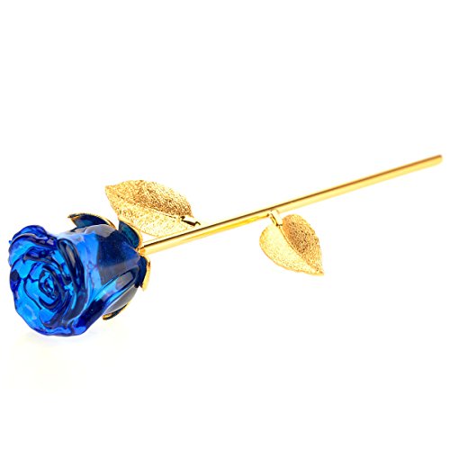 PIXNOR pipa de cristal rosa flores para San Valentín cumpleaños madre día aniversario regalo azul Talla L