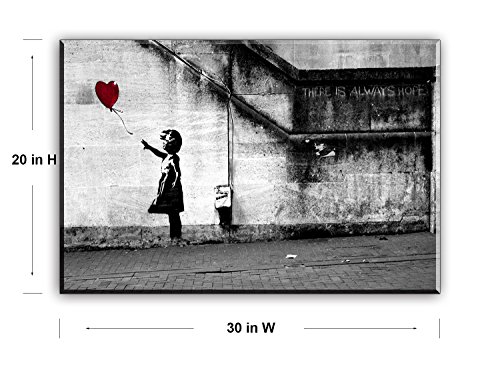 PIY Cuadro Sobre Lienzo Piy Rojo de niña con Globo Pintura Arte de la Lona Arte de La Pared Impermeable Lienzo con Bastidor de Madera Gancho Colgante para Dormitorio Sala Comedor Cocina 50x75x2.5cm