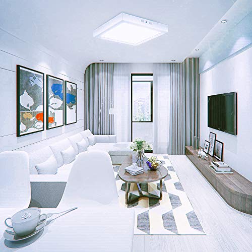 Plafón LED Cuadrado 30x30 cm,24W Blanca Fria 6000k-6500k Panel LED Superficie Marco Blanco Alta Luminosidad Lámpara de Techo ONSSI LED