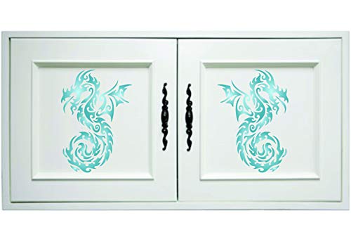 Plantilla de diseño de dragón tribal – 16,5 x 23 cm – Plantilla de pared reutilizable oriental chino japonés