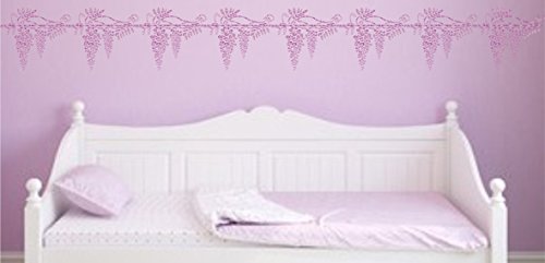 Plantilla de pared Wisteria – Plantilla reutilizable con borde de flor – Uso en proyectos de papel scrapbook diario paredes suelos tela muebles cristal madera etc. extra-large