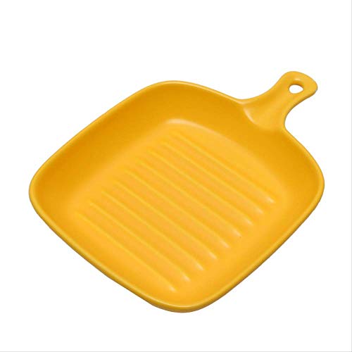 Plato Para Hornear Cuenco Para Hornear No Pegajoso Bandeja De Horno Horno Casero Microondas Especial Placa De Filete De Cerámica Amarilla Vajilla Sub Creativa Multifuncional, Placa