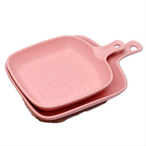 Plato Para Hornear Cuenco Para Hornear No Pegajoso Bandeja Para Hornear Horno Casero Microondas Especial Placa De Filete De Cerámica Rosa Vajilla Sub Creativa Multifuncional, Placa