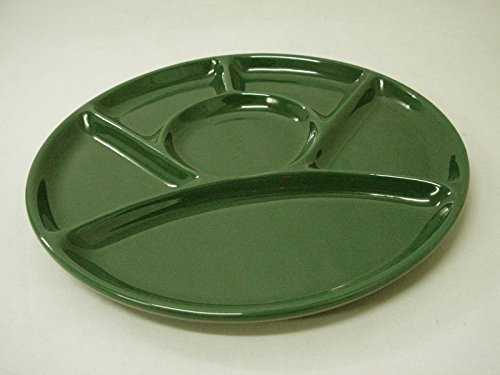 PLATO SALSERA SALSA ENTREMESERO CERAMICA FONDUE 6 DIVISIONES VERDE