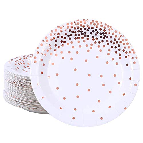 Platos De Papel Desechables De Oro Rosa,Platos De Papel Desechables (50 Unidades),Platos Desechables,Paquete De Platos De Papel,Vajilla Desechable,Suministros De Fiesta De Oro Rosa,Platos De Postre