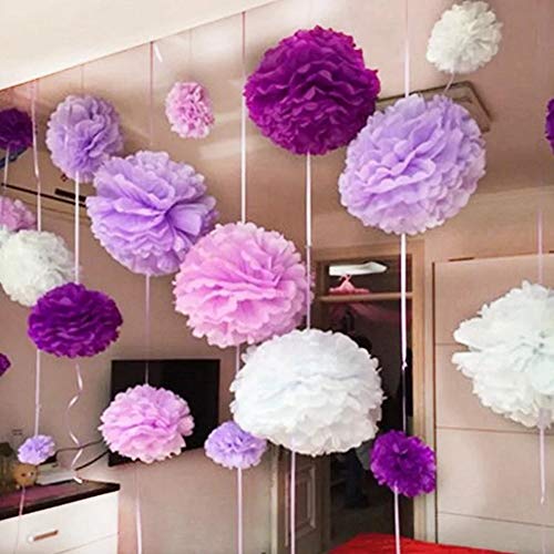 Pompones de Papel de Seda con pompón de Flores de Papel para decoración de Bodas, Fiestas, decoración de Bodas, Kit de decoración para Fiestas y Celebraciones, 15 Unidades de 6, 8, 10 Pulgadas