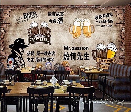 Poowef 3D Wallpaper grandes de grano de madera antiguos bares wallpaper pizarra graffiti restaurante brasería bar fresco aire industrial papel tapiz