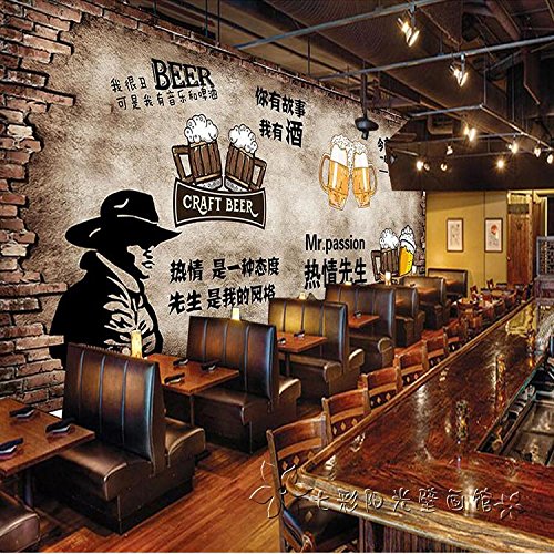 Poowef 3D Wallpaper grandes de grano de madera antiguos bares wallpaper pizarra graffiti restaurante brasería bar fresco aire industrial papel tapiz