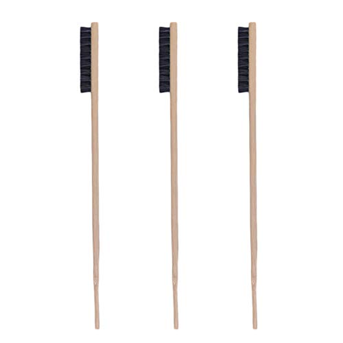 POPETPOP Cepillo de Limpieza de Jaula de pájaros de 3 Paquetes - Limpiador de Jaula de perico de Mango Largo de Madera Suministros de Limpieza de Aves Color Aleatorio