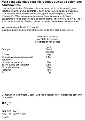 Popitas - Palomitas Dulces De Colores Para Microondas. Bolsa 100 g