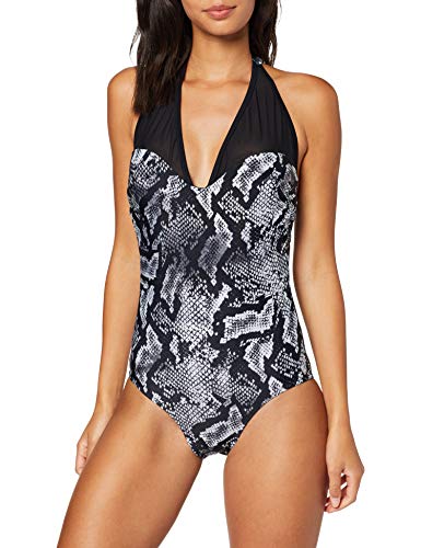 Pour Moi? Python Mesh Halter Control Suit baño, Gris (Titanium Titanium), 75 (Talla del Fabricante: 8) para Mujer