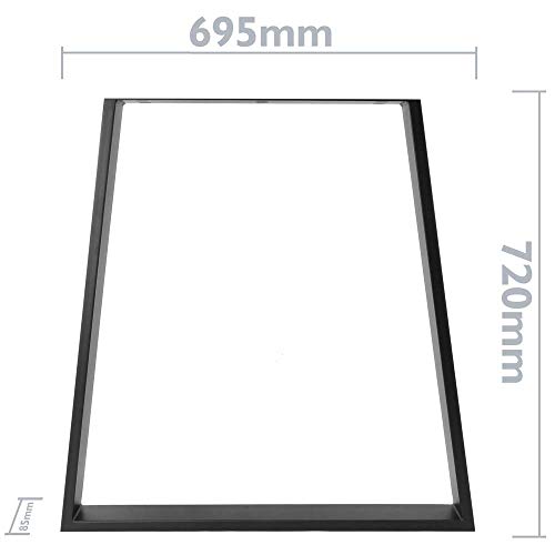 PrimeMatik - Pies rectangulares para Mesa. Patas en Acero Negro 700 x 85 x 720 mm 2-Pack
