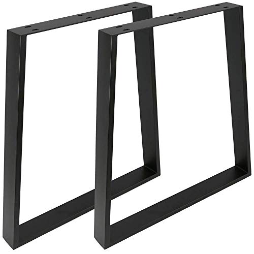 PrimeMatik - Pies rectangulares para Mesa. Patas en Acero Negro 700 x 85 x 720 mm 2-Pack