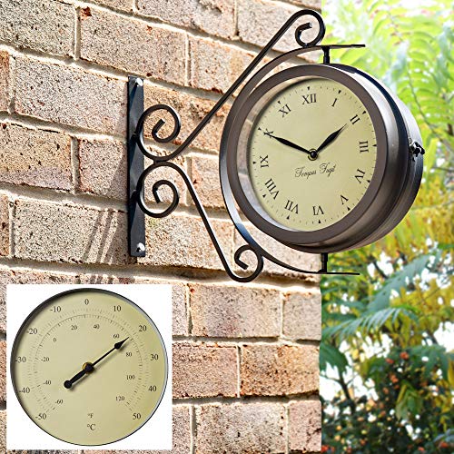 Primrose Reloj/Termómetro Giratorio con Soporte para el Jardín - 31.5cm