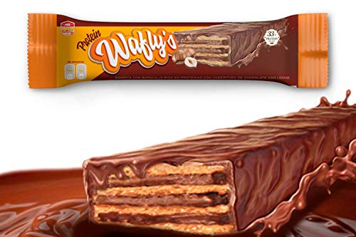 PROTEIN WAFLYS CAJA (18 x 35 grs) Choco Avellana - Barrita energético-proteica de barquillo