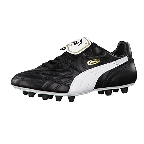 Puma King Top Di Fg - Botas de fútbol de piel para hombre, Black-White-Team Gold 1, 40.5