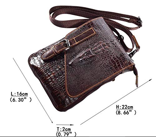 Punk - Cinturón de Piel para Hombre, diseño de cocodrilo, Bolso Diagonal, Bolsillo de Piel
