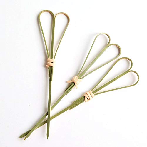 PuTwo Palillos para Cócteles Estilo Japonés 100 Cuentos Palillos de Bambú para Aperitivos Sandwich Aperitivos - Corazón de melocotón