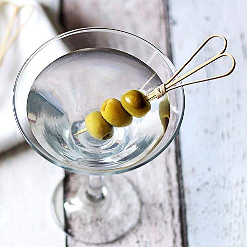 PuTwo Palillos para Cócteles Estilo Japonés 100 Cuentos Palillos de Bambú para Aperitivos Sandwich Aperitivos - Corazón de melocotón