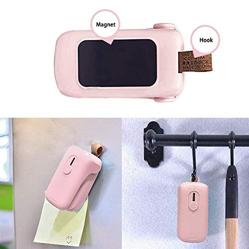 QAIYXM Mini máquina de termosellado de Mano, 2-en-1 Cuchillo de Cocina del hogar y Cortador de Papel, Sellado térmico de bocadillos y Bolsas de Granos (Rosa)