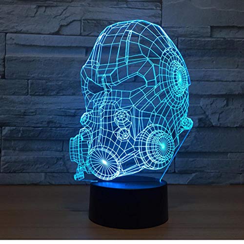 Qazqaz máscara de gas modelo 3D lámpara LED 7 colores cambiando USB sensor táctil escritorio lámpara USB noche luz atmósfera lámpara regalo