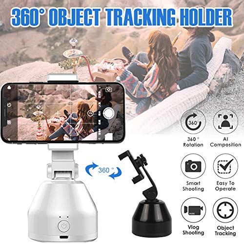 QINGHE Smart AI Gimbal Rotación de 360 ° con Seguimiento Facial Soporte para teléfono móvil Selfie Fotografía Interior y Exterior (Negro)
