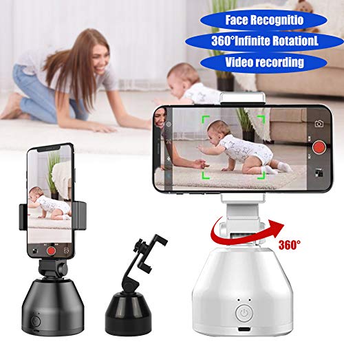 QINGHE Smart AI Gimbal Rotación de 360 ° con Seguimiento Facial Soporte para teléfono móvil Selfie Fotografía Interior y Exterior (Negro)
