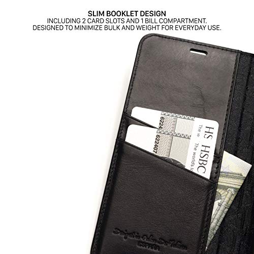 QIOTTI Funda Compatible para Galaxy S10 Cuero auténtico Italiano con RFID protección Soporte Plegable Ranuras para Tarjetas Cierre magnético (Smart Black)