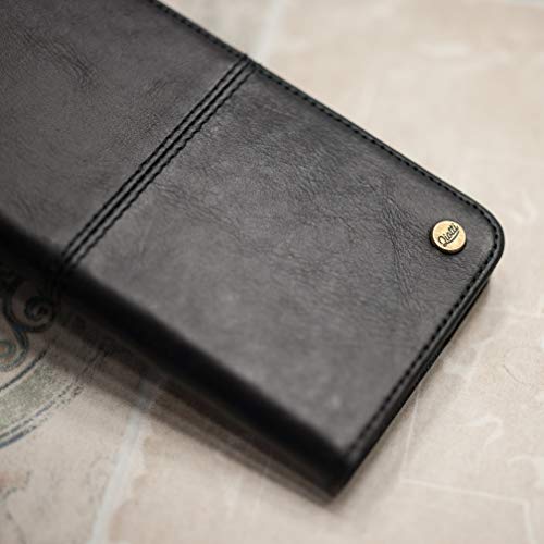 QIOTTI Funda Compatible para Galaxy S8+ y Galaxy S8 Plus Cuero auténtico Italiano con RFID protección Soporte Plegable Ranuras para Tarjetas Cierre magnético (Smart Black)