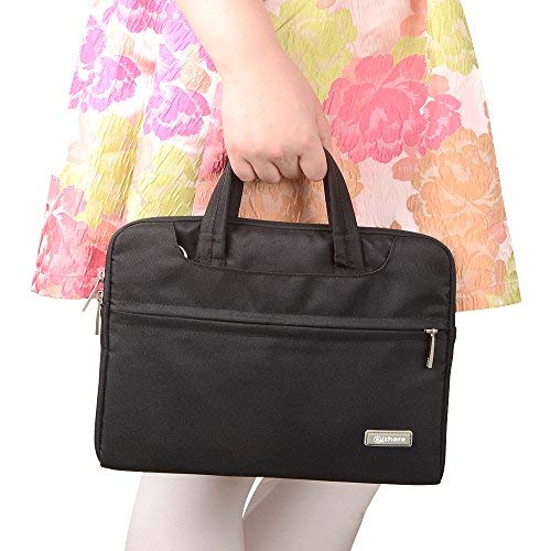 Qishare 11,6-12 Pulgadas Multifuncional portátil Hombro Bolsa maletín portátil de Ordenador portátil Caso Portador de la Ordenador portátil Messenger Caso(11,6-12 Pulgadas,Negro)