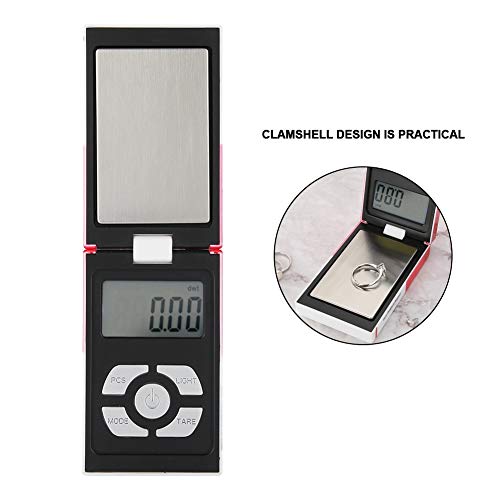Qkiss 200gx0.01g Pesar Gramo Escala Digital Escala de Joyería de Alta Precisión gram Pantalla LCD Inteligente Escala Electrónica de Peso, Mini Balanza de Bolsillo